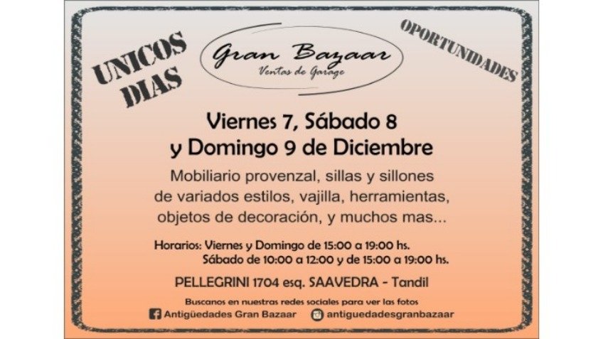 Nueva venta de garaje de Gran Bazaar